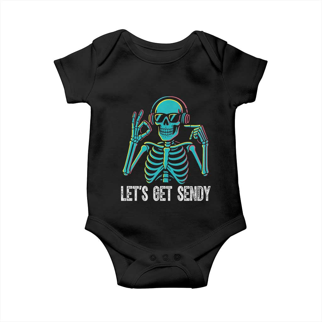 Lets Get Sendy Skeleton Baby Onesie Full Send Vibes Glowcore TS02 Black Print Your Wear