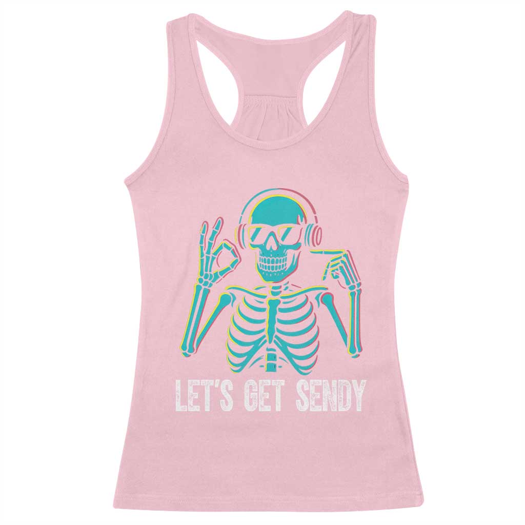 Lets Get Sendy Skeleton Racerback Tank Top Full Send Vibes Glowcore TS02 Light Pink Print Your Wear