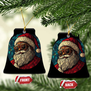 Cool African American Santa Stained Glass Effect Printed Christmas Ornament Melanin Claus Festive Xmas Tree Decor TS02 Bell Flake Bright Print Your Wear