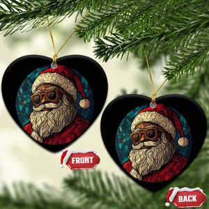 Cool African American Santa Stained Glass Effect Printed Christmas Ornament Melanin Claus Festive Xmas Tree Decor TS02 Heart Bright Print Your Wear