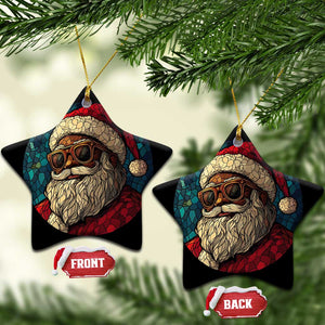 Cool African American Santa Stained Glass Effect Printed Christmas Ornament Melanin Claus Festive Xmas Tree Decor TS02 Star Bright Print Your Wear