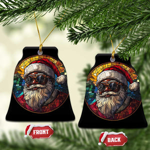 African American Santa Stained Glass Effect Printed Christmas Ornament Melanin Claus Festive Xmas Tree Decor TS02 Bell Flake Bright Print Your Wear