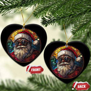 African American Santa Stained Glass Effect Printed Christmas Ornament Melanin Claus Festive Xmas Tree Decor TS02 Heart Bright Print Your Wear