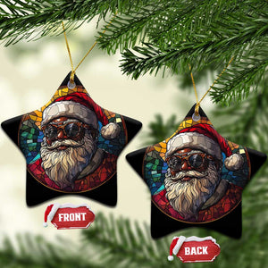 African American Santa Stained Glass Effect Printed Christmas Ornament Melanin Claus Festive Xmas Tree Decor TS02 Star Bright Print Your Wear