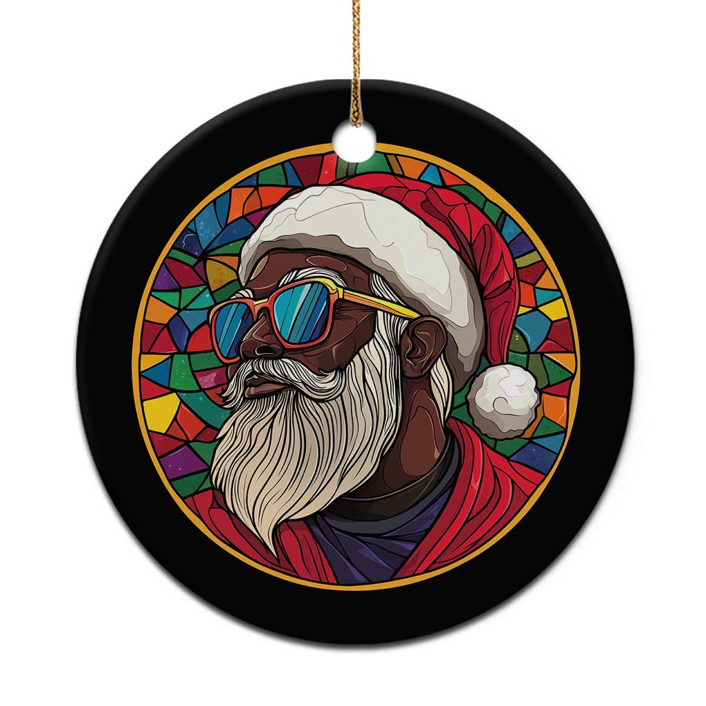 Cool African American Santa Stained Glass Effect Printed Christmas Ornament Melanin Claus Festive Xmas Tree TS02 Print Your Wear