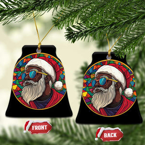 Cool African American Santa Stained Glass Effect Printed Christmas Ornament Melanin Claus Festive Xmas Tree TS02 Bell Flake Bright Print Your Wear