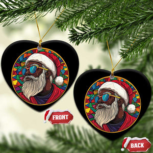 Cool African American Santa Stained Glass Effect Printed Christmas Ornament Melanin Claus Festive Xmas Tree TS02 Heart Bright Print Your Wear