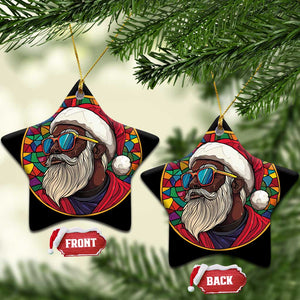 Cool African American Santa Stained Glass Effect Printed Christmas Ornament Melanin Claus Festive Xmas Tree TS02 Star Bright Print Your Wear