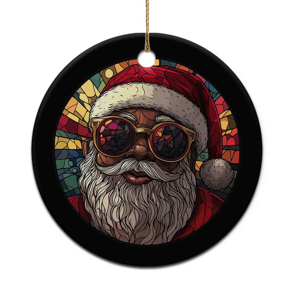 African American Santa Stained Glass Effect Printed Christmas Ornament Melanin Claus Festive Xmas Tree TS02 Print Your Wear