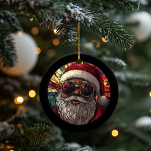 African American Santa Stained Glass Effect Printed Christmas Ornament Melanin Claus Festive Xmas Tree TS02 Print Your Wear