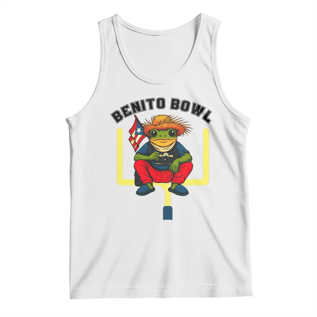 Benito Bowl Coquí Frog Football Tank Top Funny Puerto Rico Flag Game Day Music Fans TS02 White Print Your Wear