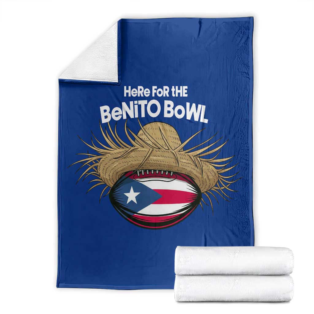 Here for the Benito Bowl Straw Hat Throw Blanket Puerto Rico Flag Football Music Fans TS02 Royal Blue Print Your Wear