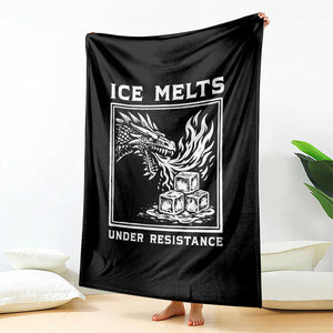 Ice Melts Under Resistance Throw Blanket Against Ice Protest Dragon Graphic with Fire TS02 Print Your Wear