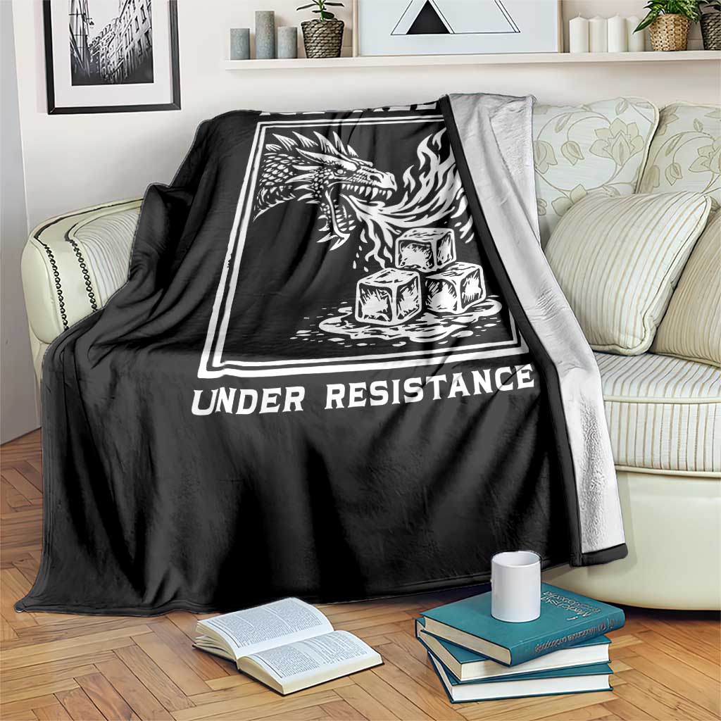 Ice Melts Under Resistance Throw Blanket Against Ice Protest Dragon Graphic with Fire TS02 Print Your Wear