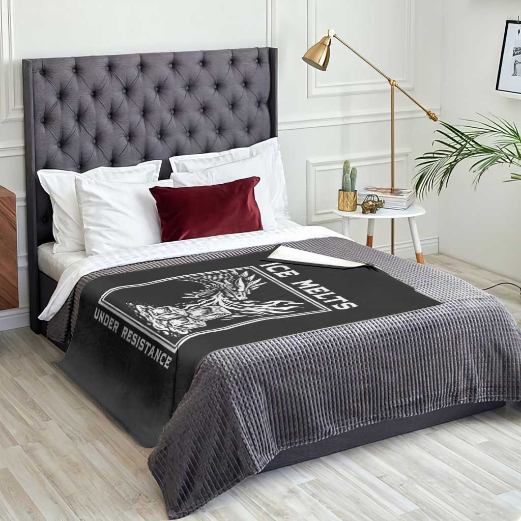 Ice Melts Under Resistance Throw Blanket Against Ice Protest Dragon Graphic with Fire TS02 Print Your Wear