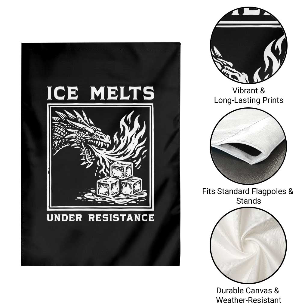 Ice Melts Under Resistance Garden Flag Against Ice Protest Dragon Graphic with Fire TS02 Print Your Wear