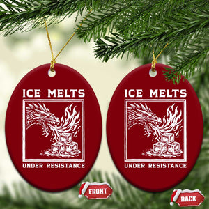 Ice Melts Under Resistance Ceramic Ornament Against Ice Protest Dragon Graphic with Fire TS02 Print Your Wear