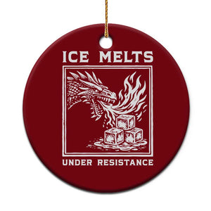 Ice Melts Under Resistance Ceramic Ornament Against Ice Protest Dragon Graphic with Fire TS02 1pc Red Print Your Wear