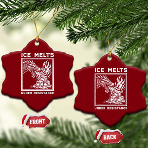 Ice Melts Under Resistance Ceramic Ornament Against Ice Protest Dragon Graphic with Fire TS02 Print Your Wear