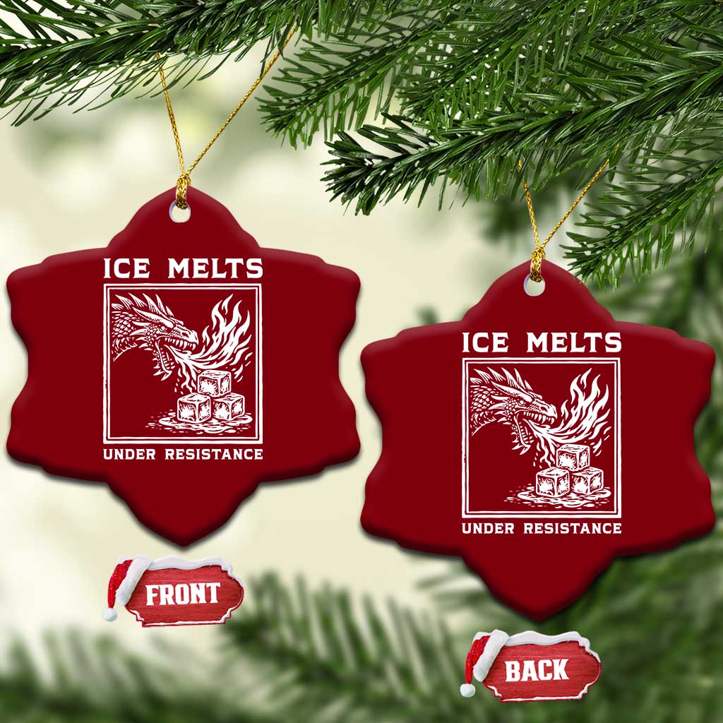 Ice Melts Under Resistance Ceramic Ornament Against Ice Protest Dragon Graphic with Fire TS02 Print Your Wear