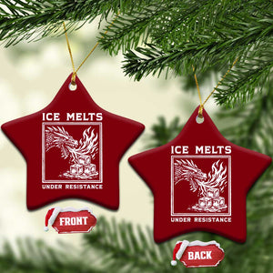 Ice Melts Under Resistance Ceramic Ornament Against Ice Protest Dragon Graphic with Fire TS02 Print Your Wear