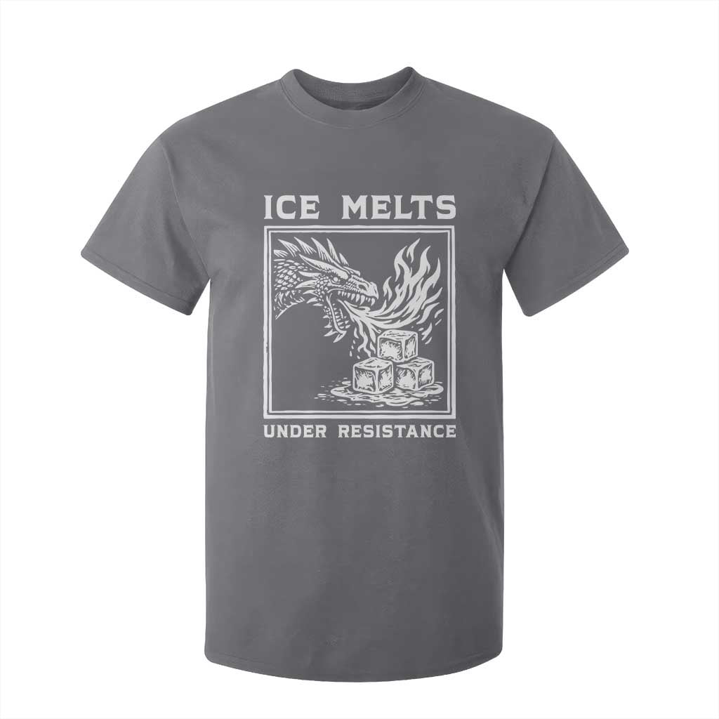 Ice Melts Under Resistance T Shirt For Kid Against Ice Protest Dragon Graphic with Fire TS02 Charcoal Print Your Wear