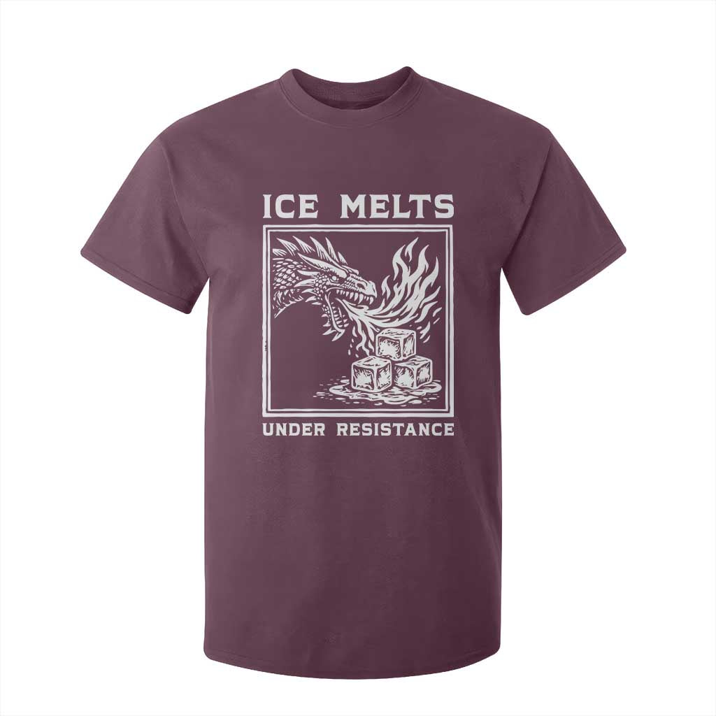 Ice Melts Under Resistance T Shirt For Kid Against Ice Protest Dragon Graphic with Fire TS02 Maroon Print Your Wear