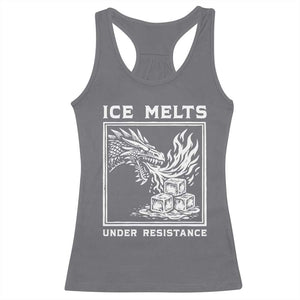 Ice Melts Under Resistance Racerback Tank Top Against Ice Protest Dragon Graphic with Fire TS02 Charcoal Print Your Wear