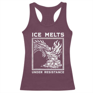 Ice Melts Under Resistance Racerback Tank Top Against Ice Protest Dragon Graphic with Fire TS02 Maroon Print Your Wear