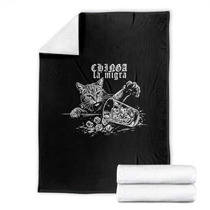 Chinga La Migra Protest Cat Throw Blanket Spanish Resistance Against Ice TS02 Black Print Your Wear