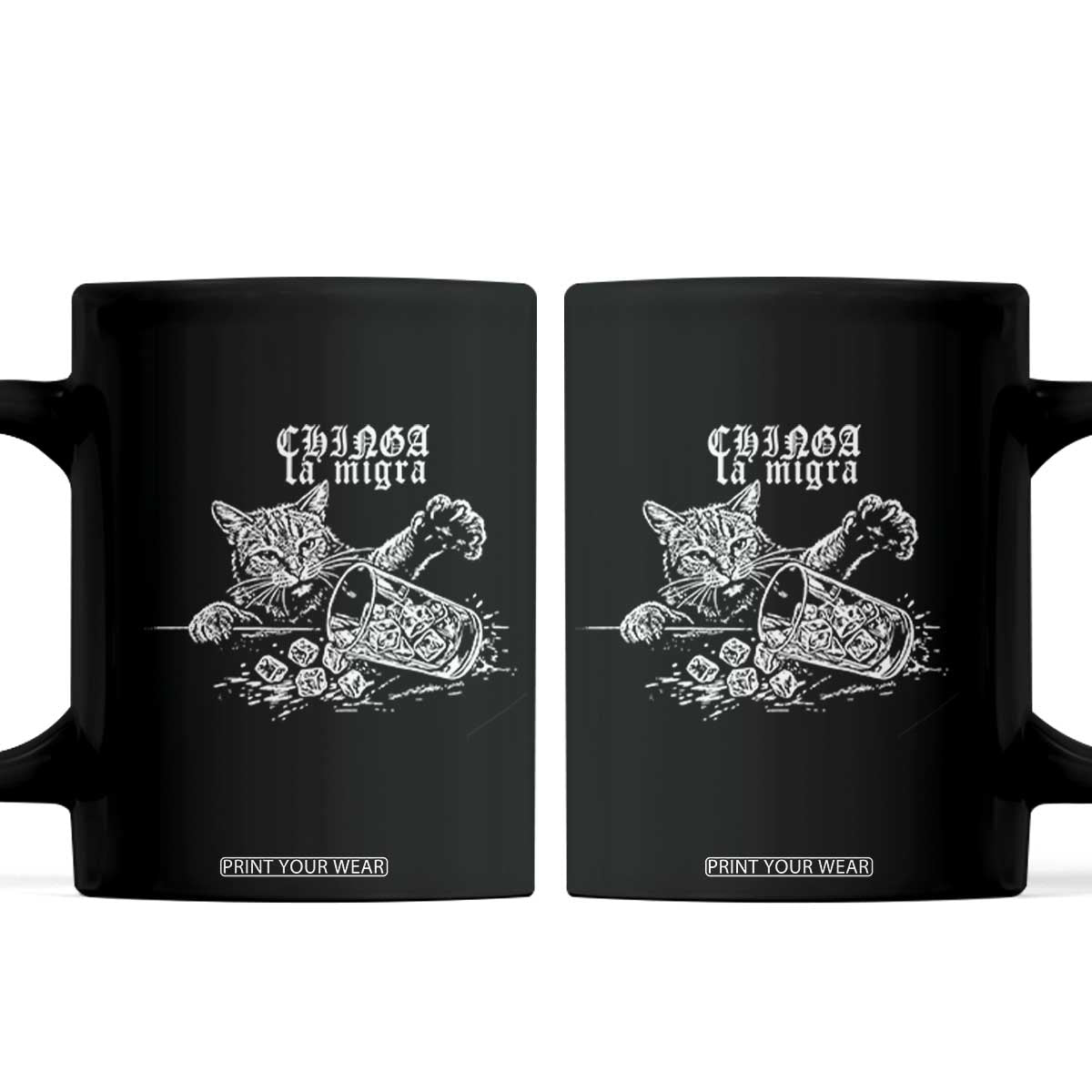 Chinga La Migra Protest Cat Coffee Mug Spanish Resistance Against Ice TS02 Black Print Your Wear