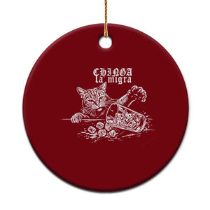 Chinga La Migra Protest Cat Ceramic Ornament Spanish Resistance Against Ice TS02 1pc Red Print Your Wear