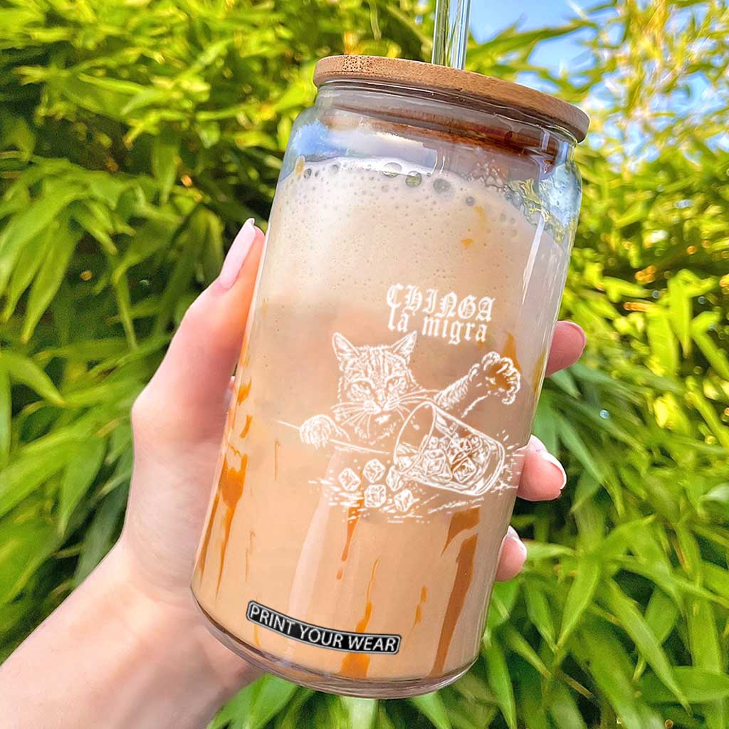 Chinga La Migra Protest Cat Glass Can Spanish Resistance Against Ice TS02 Black Print Your Wear
