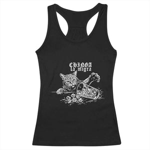 Chinga La Migra Protest Cat Racerback Tank Top Spanish Resistance Against Ice TS02 Black Print Your Wear