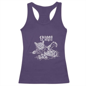 Chinga La Migra Protest Cat Racerback Tank Top Spanish Resistance Against Ice TS02 Purple Print Your Wear
