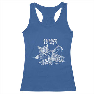 Chinga La Migra Protest Cat Racerback Tank Top Spanish Resistance Against Ice TS02 Royal Blue Print Your Wear