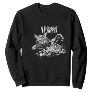 Chinga La Migra Protest Cat Sweatshirt Spanish Resistance Against Ice TS02 Black Print Your Wear