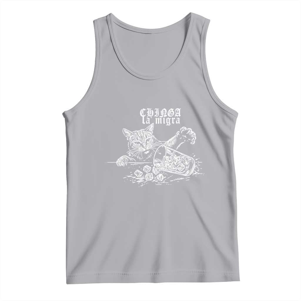Chinga La Migra Protest Cat Tank Top Spanish Resistance Against Ice TS02 Athletic Heather Print Your Wear