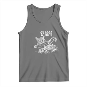 Chinga La Migra Protest Cat Tank Top Spanish Resistance Against Ice TS02 Black Heather Print Your Wear