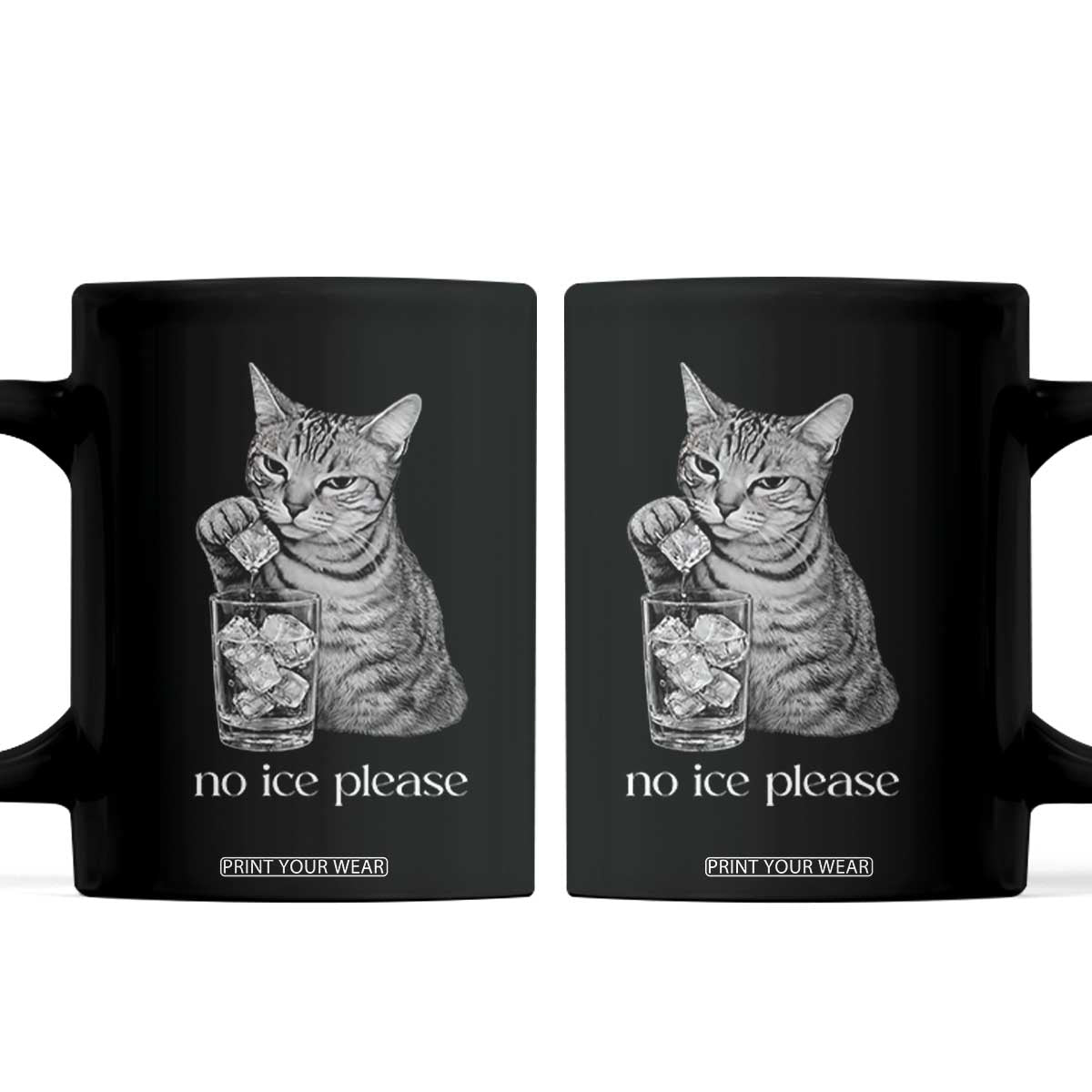 No Ice Please Realistic Angry Cat Graphic Coffee Mug Resistance Against Ice Protest TS02 Black Print Your Wear