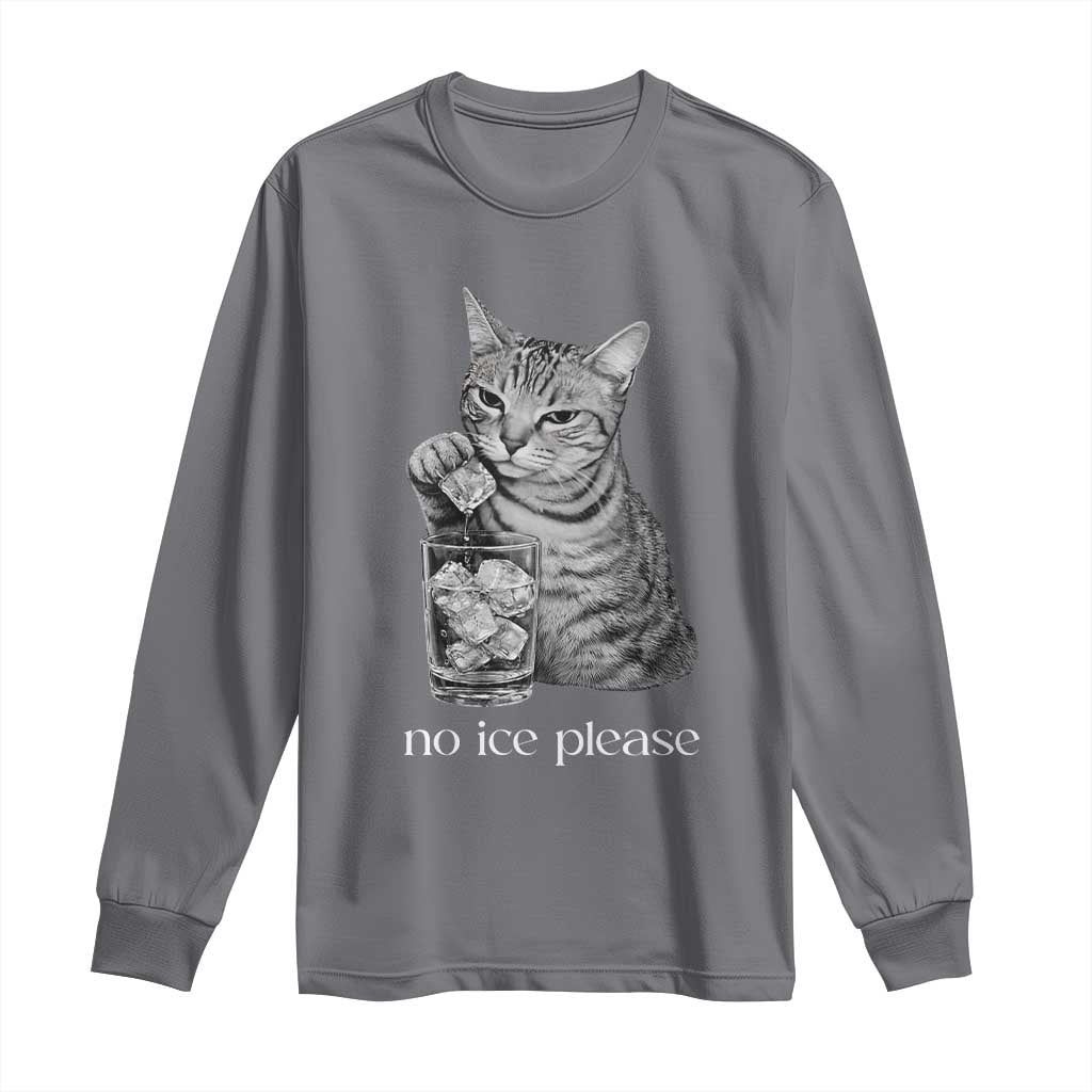 No Ice Please Realistic Angry Cat Graphic Long Sleeve Shirt Resistance Against Ice Protest TS02 Charcoal Print Your Wear