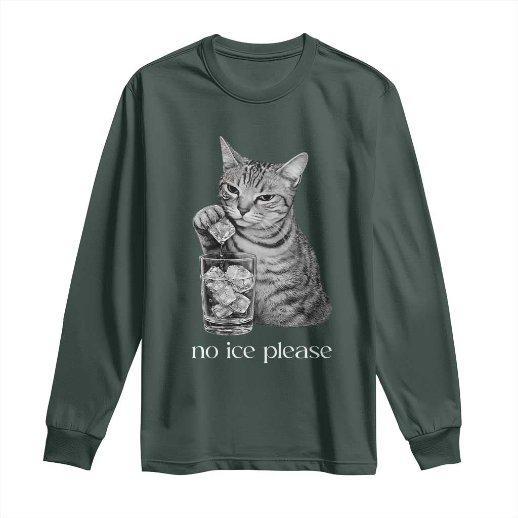 No Ice Please Realistic Angry Cat Graphic Long Sleeve Shirt Resistance Against Ice Protest TS02 Dark Forest Green Print Your Wear