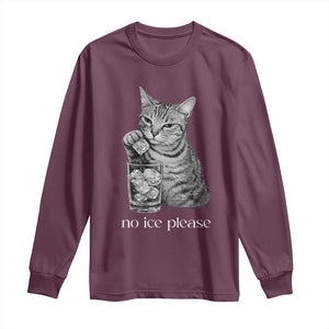 No Ice Please Realistic Angry Cat Graphic Long Sleeve Shirt Resistance Against Ice Protest TS02 Maroon Print Your Wear