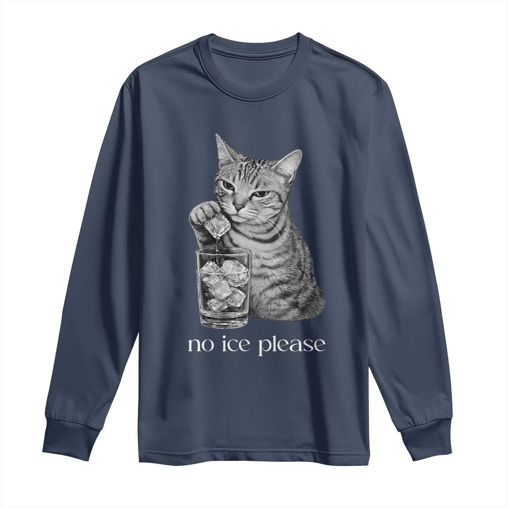 No Ice Please Realistic Angry Cat Graphic Long Sleeve Shirt Resistance Against Ice Protest TS02 Navy Print Your Wear