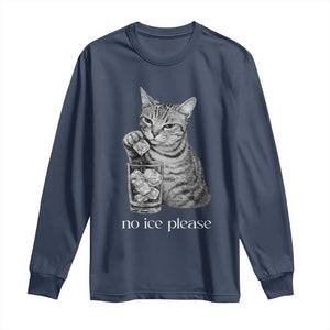 No Ice Please Realistic Angry Cat Graphic Long Sleeve Shirt Resistance Against Ice Protest TS02 Navy Print Your Wear