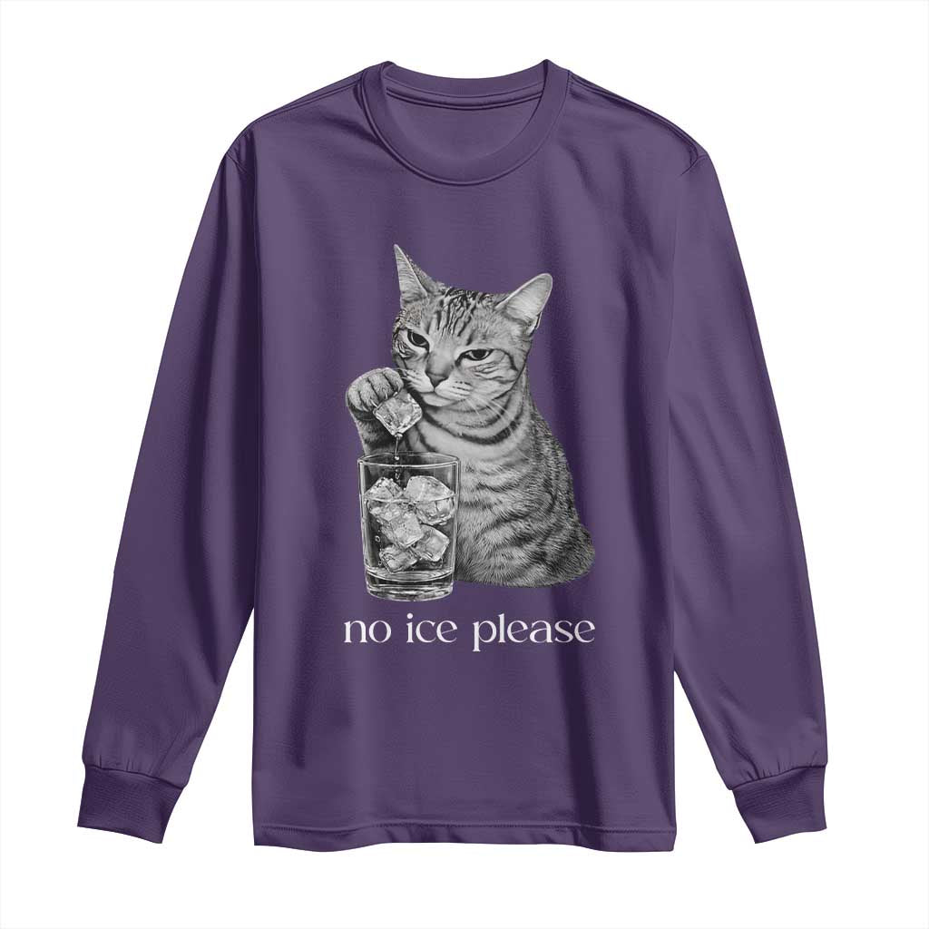 No Ice Please Realistic Angry Cat Graphic Long Sleeve Shirt Resistance Against Ice Protest TS02 Purple Print Your Wear
