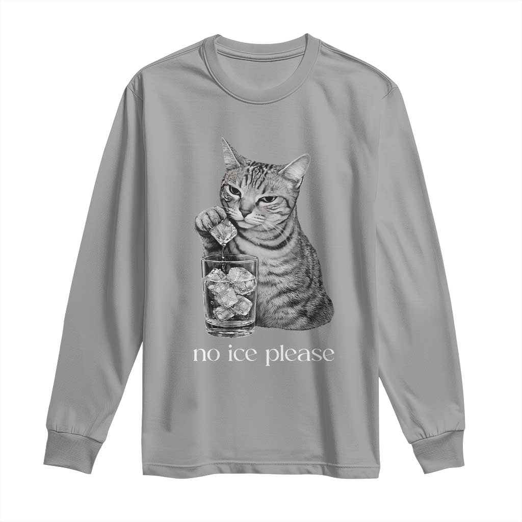 No Ice Please Realistic Angry Cat Graphic Long Sleeve Shirt Resistance Against Ice Protest TS02 Sport Gray Print Your Wear