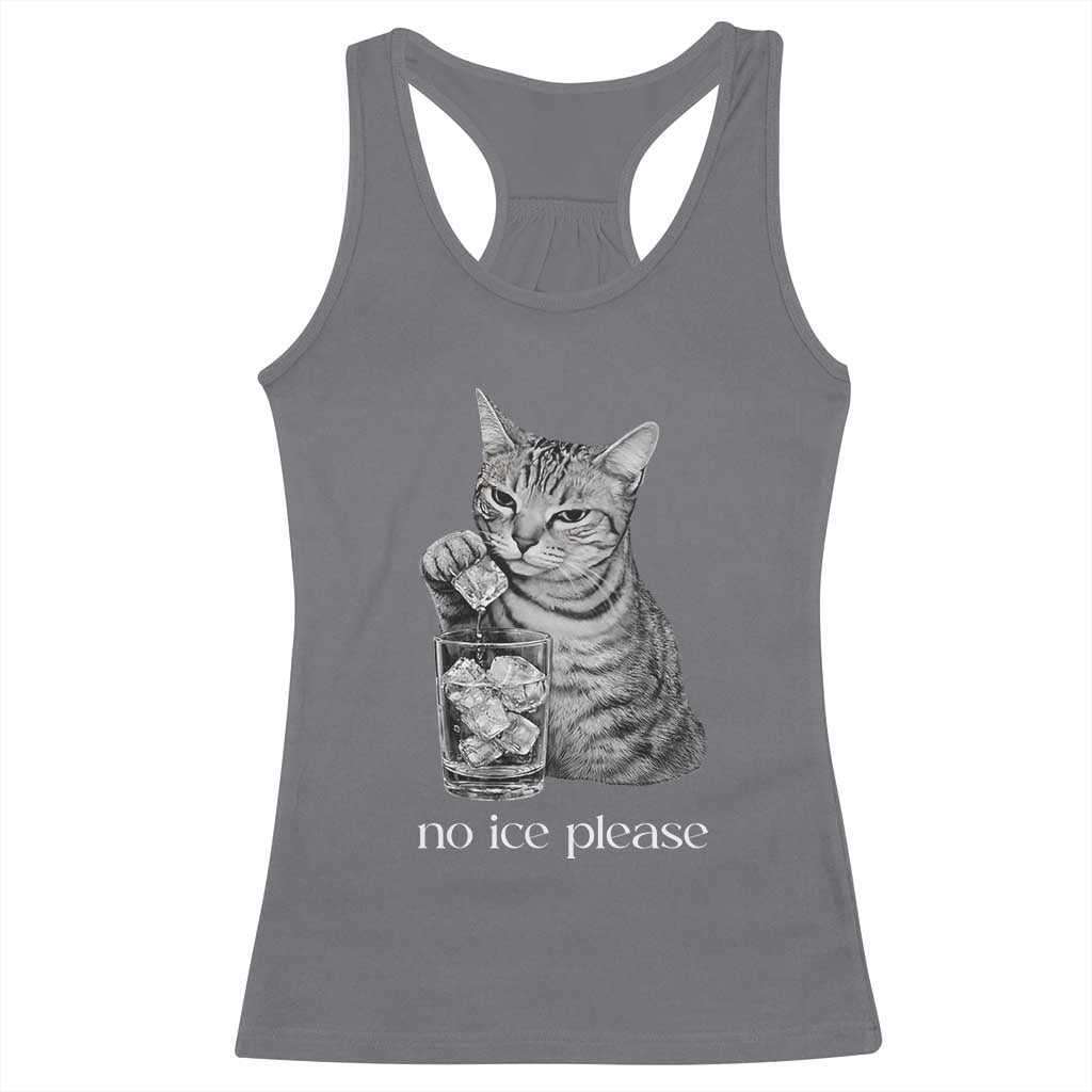 No Ice Please Realistic Angry Cat Graphic Racerback Tank Top Resistance Against Ice Protest TS02 Charcoal Print Your Wear