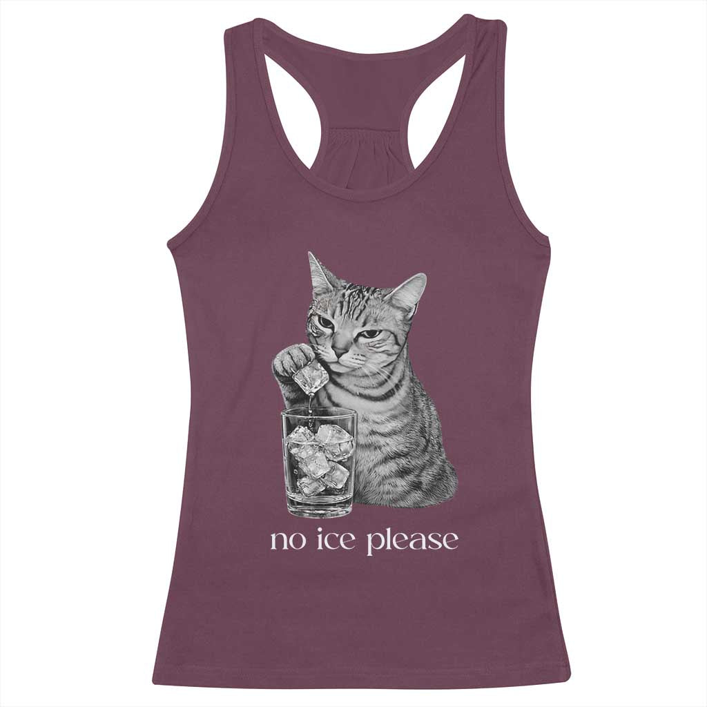 No Ice Please Realistic Angry Cat Graphic Racerback Tank Top Resistance Against Ice Protest TS02 Maroon Print Your Wear