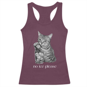 No Ice Please Realistic Angry Cat Graphic Racerback Tank Top Resistance Against Ice Protest TS02 Maroon Print Your Wear
